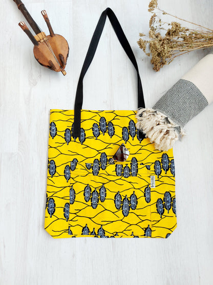 Handmade African Print Tote Bag | Beach Bag | Shopping Bag | Ankara X Mudcloth Print-4