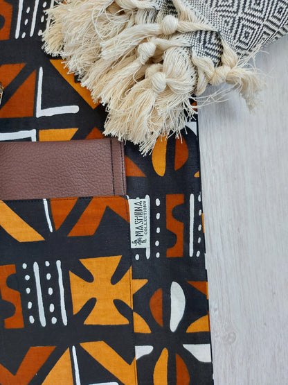 Handmade African Print Tote Bag | Beach Bag | Shopping Bag | Vegan Leather Detail-1