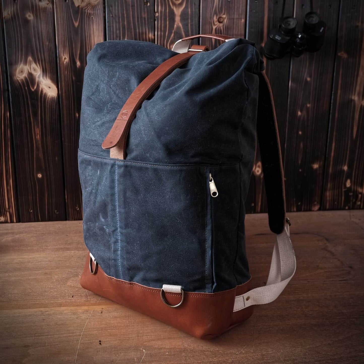 Handgefertigter Rolltop-Rucksack - navy blue