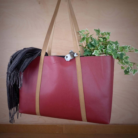 Shopper "Apfeltasche" XL Set aus Appleskin - granatrot